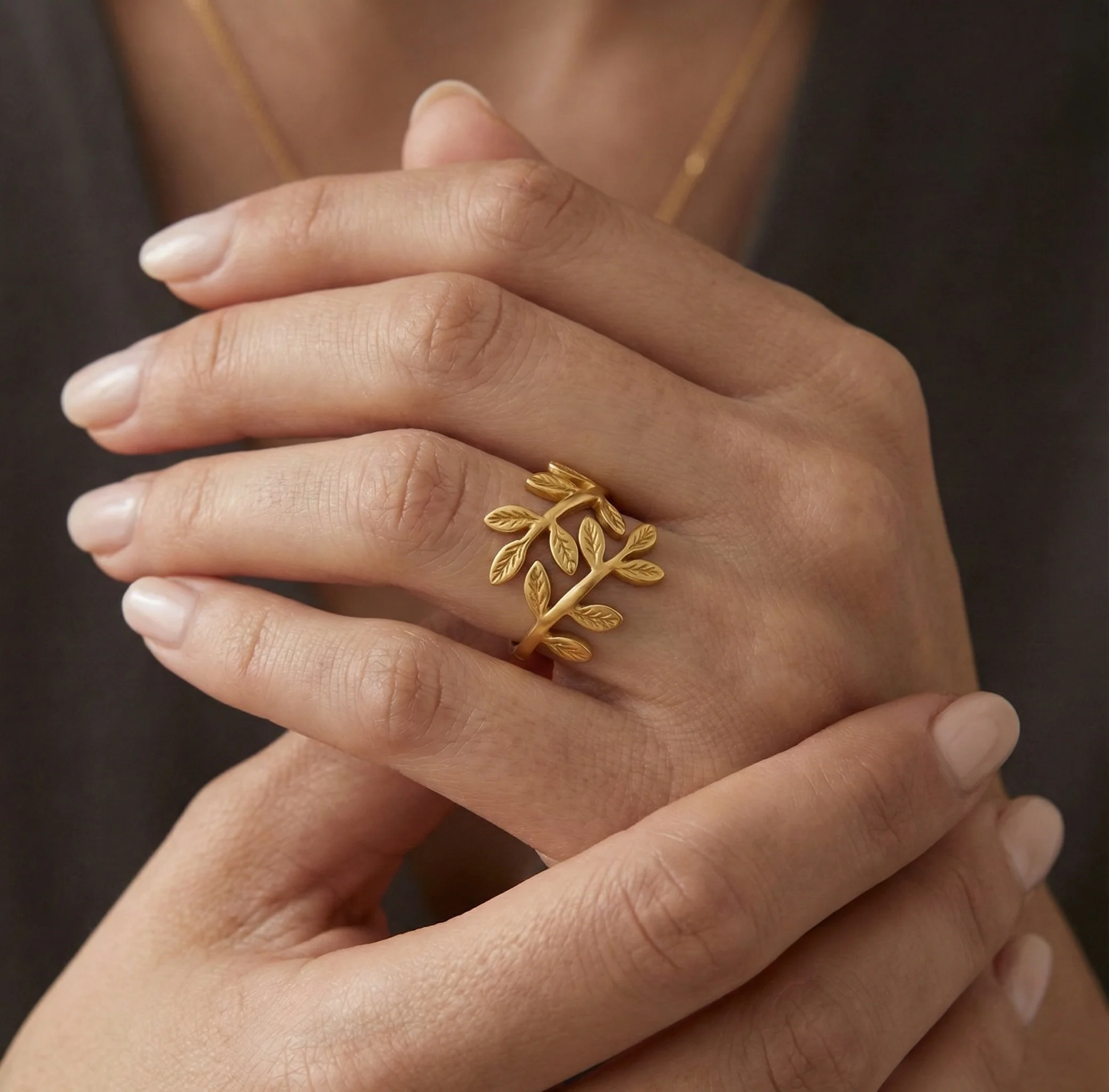 Qamar Palestine Olive Leaf Ring - Image 3