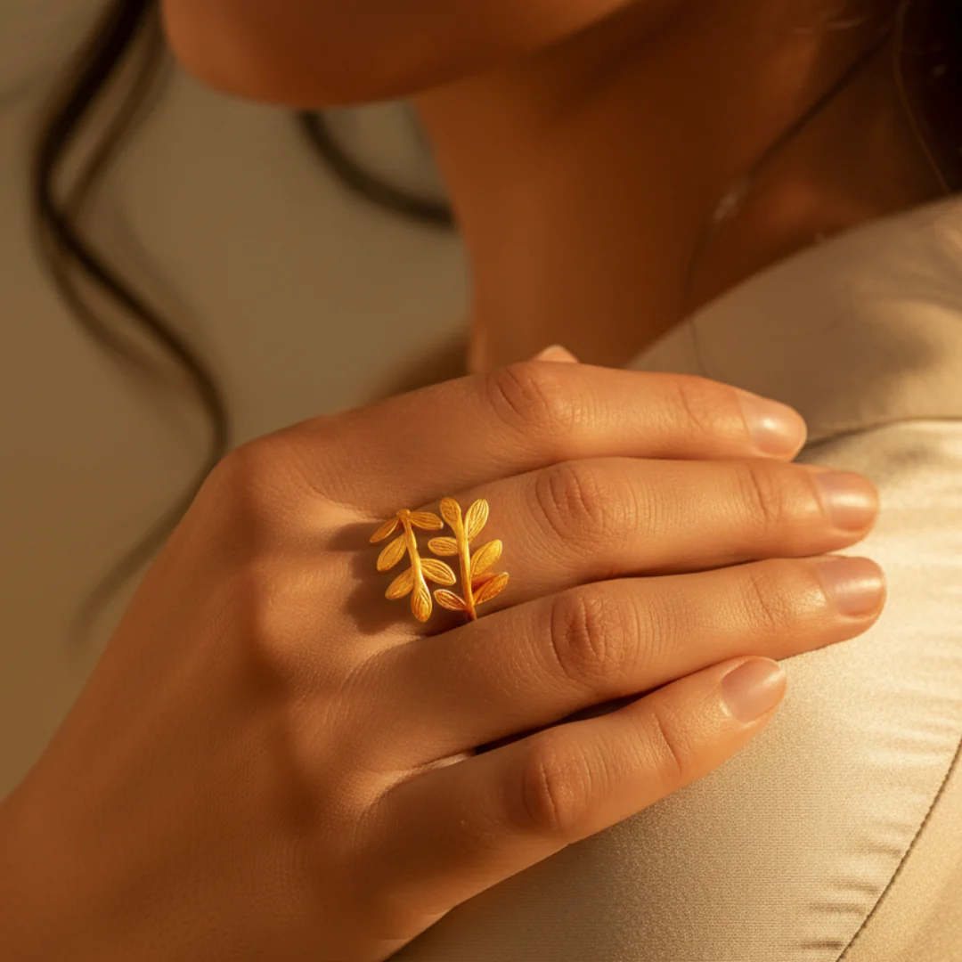 Qamar Palestine Olive Leaf Ring - Image 6