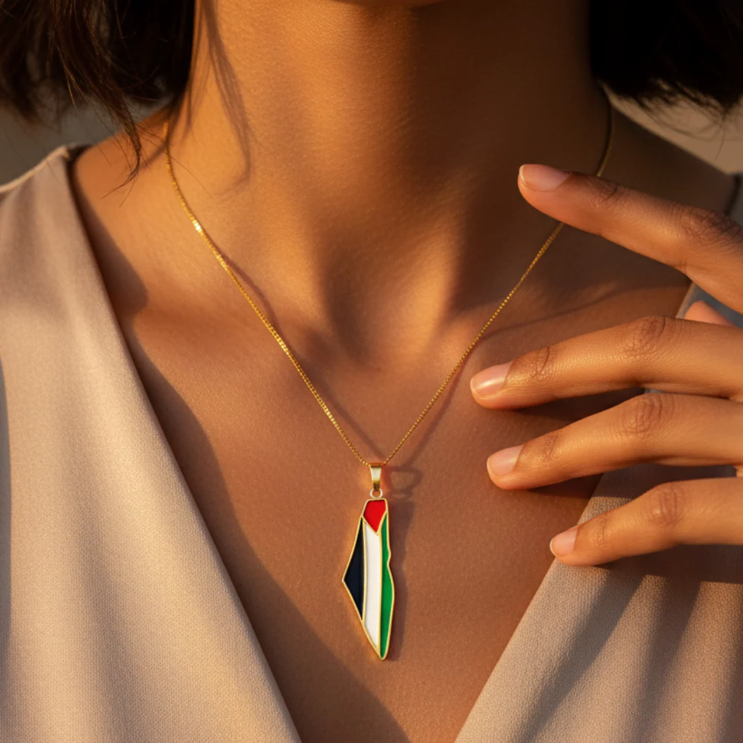 Qamar Palestine Pride Map Necklace - Image 5