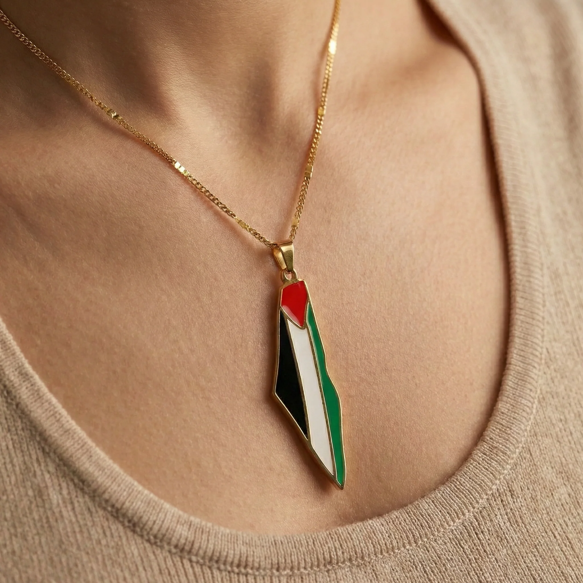 Qamar Palestine Pride Map Necklace - Image 8